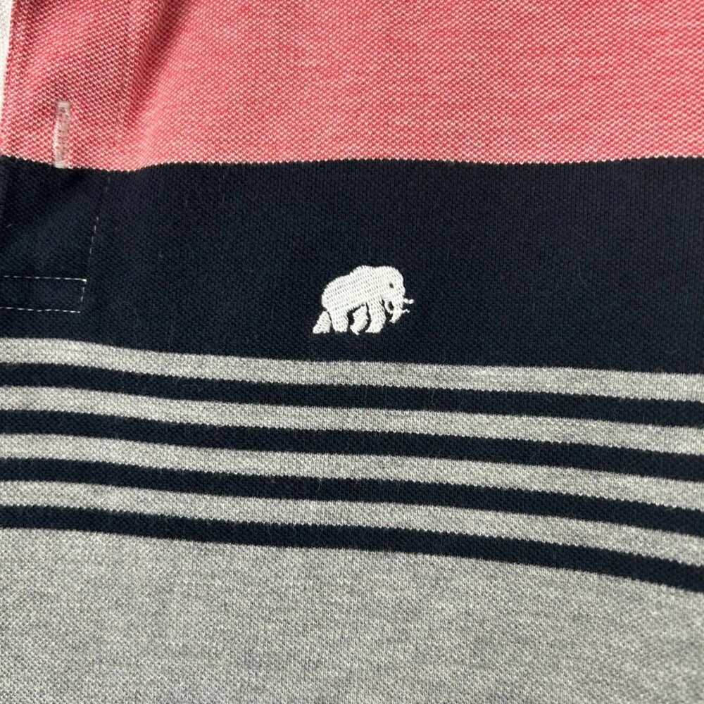 Banana Republic Men’s Striped Polo Shirt Size S Gray Navy Red White Cotton LOGO - Picture 3 of 5